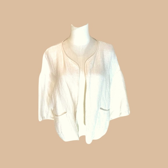 Eileen Fisher, the Fisher Project SZ Med linen cotton blend short sleeve jacket. - Picture 3 of 15